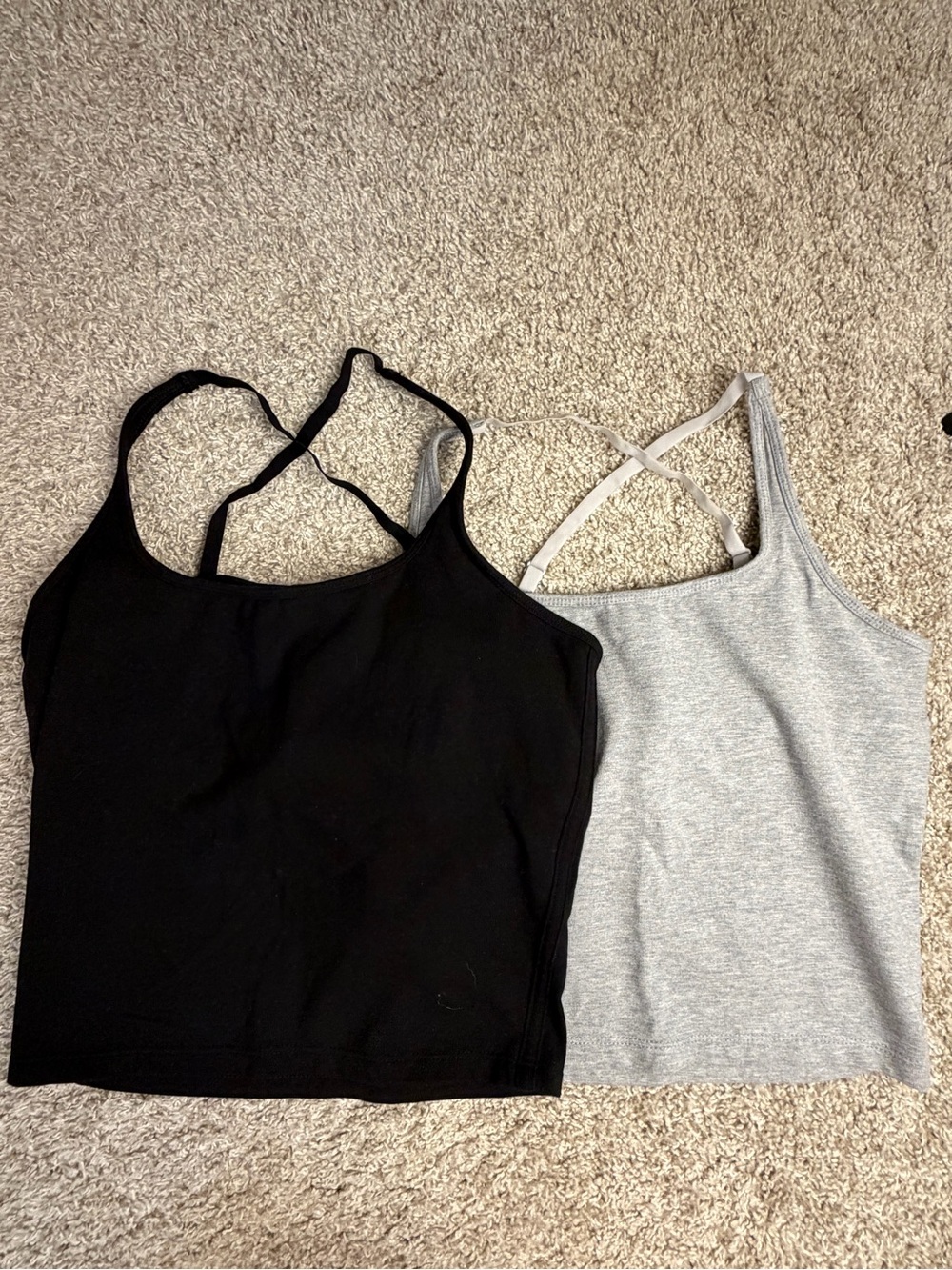 Two Pack! Victoria Secret Black and Light Gray Strappy Tank Tops - Women's M